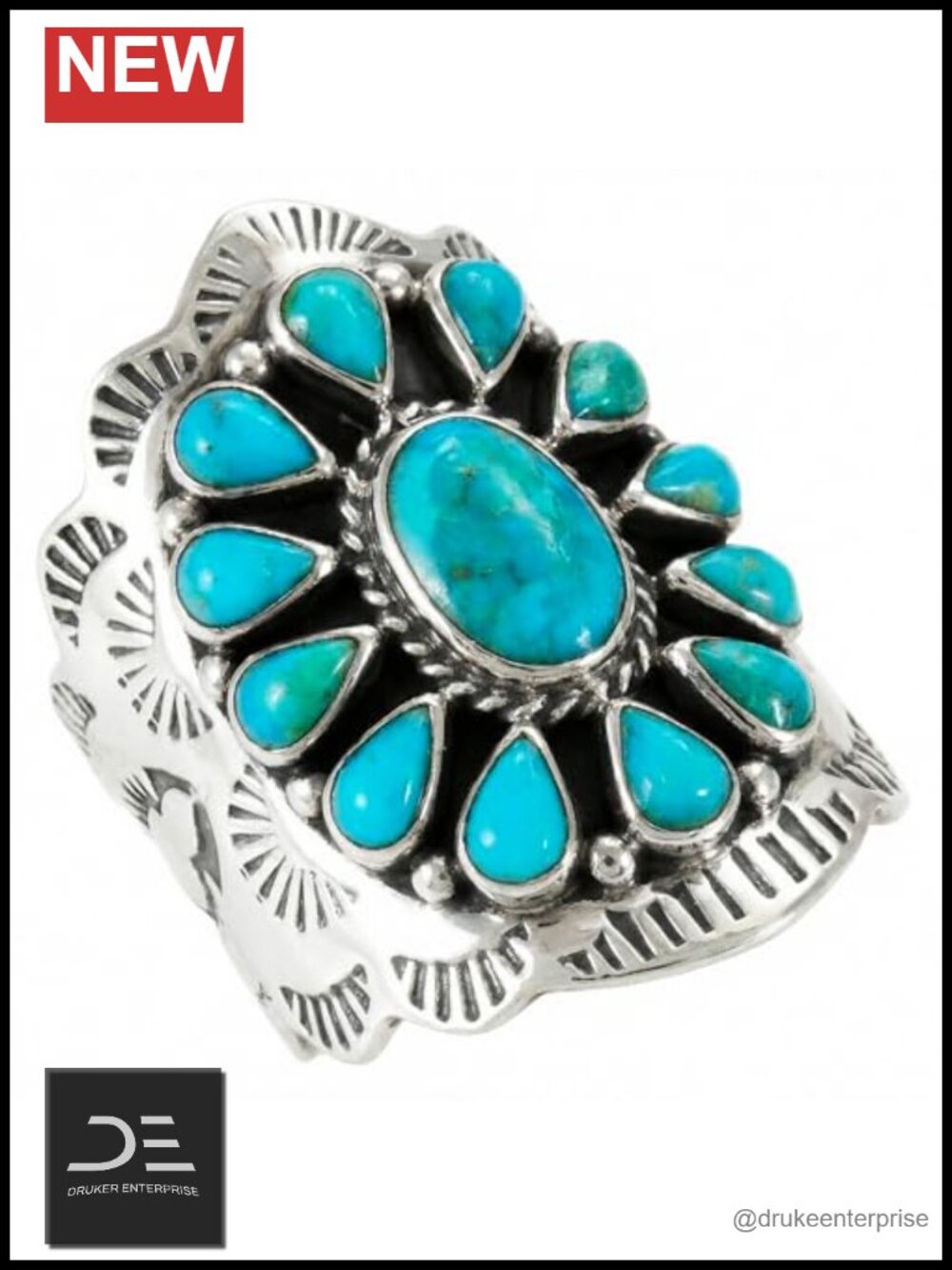 Sterling Silver Genuine Turquoise Ring, Southwestern Statement Eternity Band